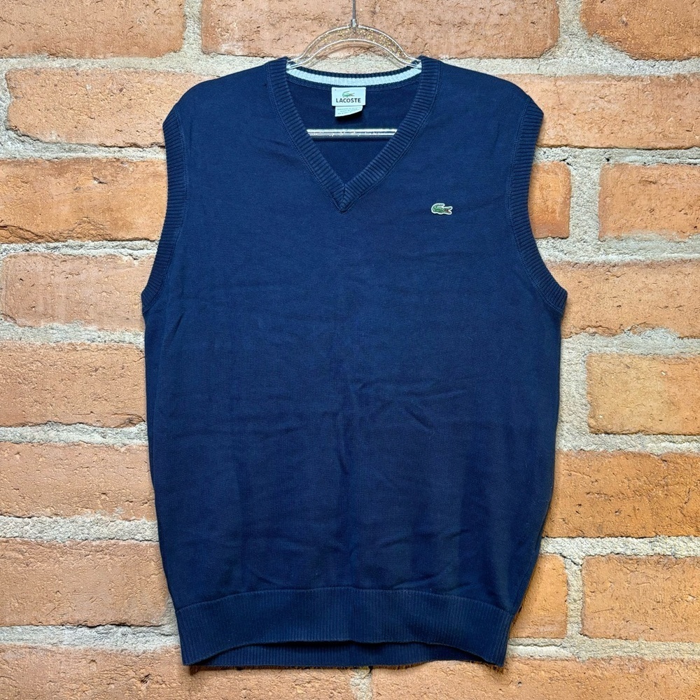 Vintage LACOSTE Men’s Navy Blue Sweater Vest Size 4 Medium - Picture 2 of 6